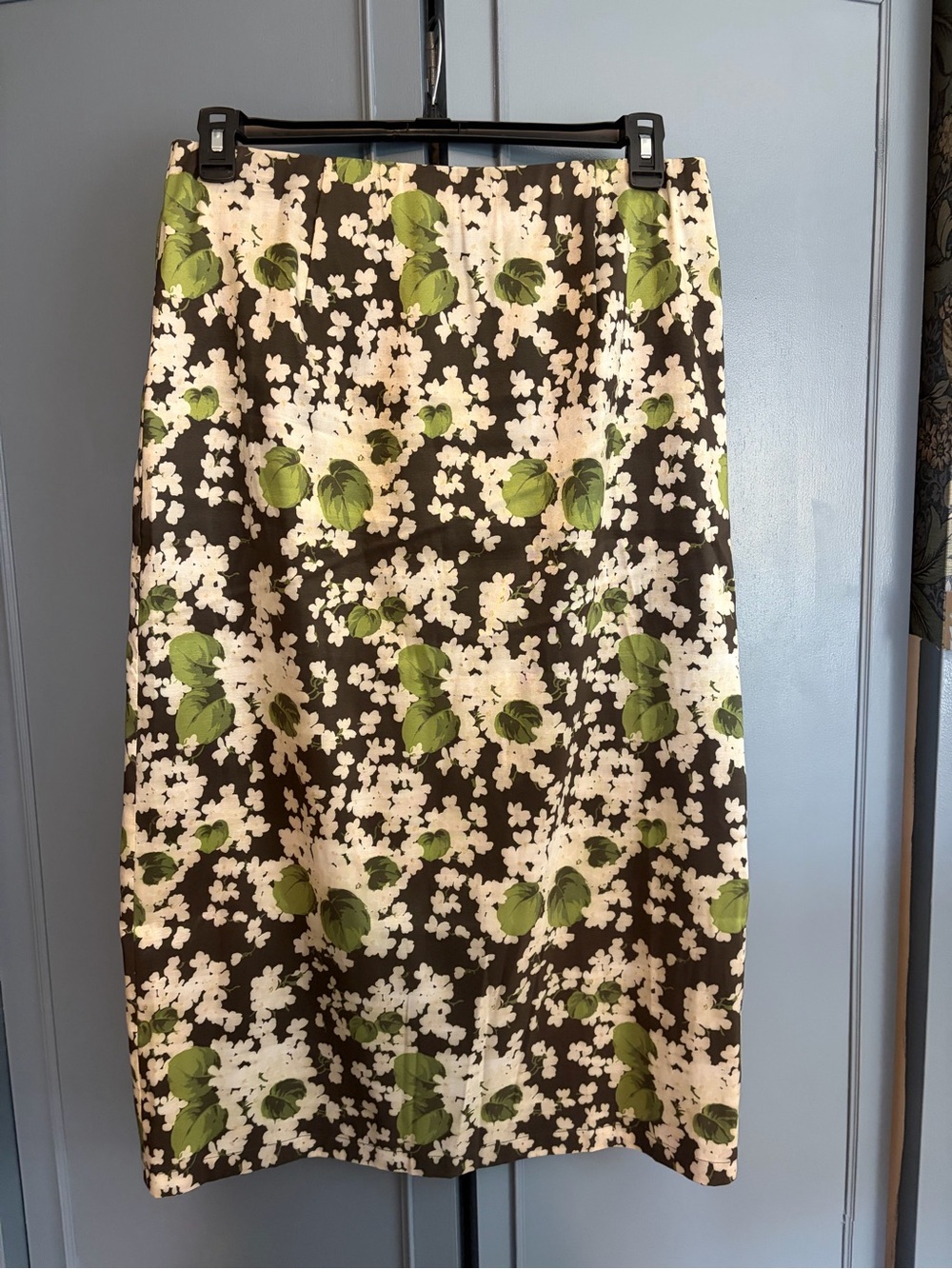 Tuckernuck Floral Print Pencil Skirt in Brown and Green